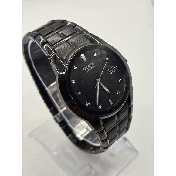 Citizen AU1054-54G Corso Eco Drive Black & Silver Stainless Steel Diamond Watch - Picture 5 of 14